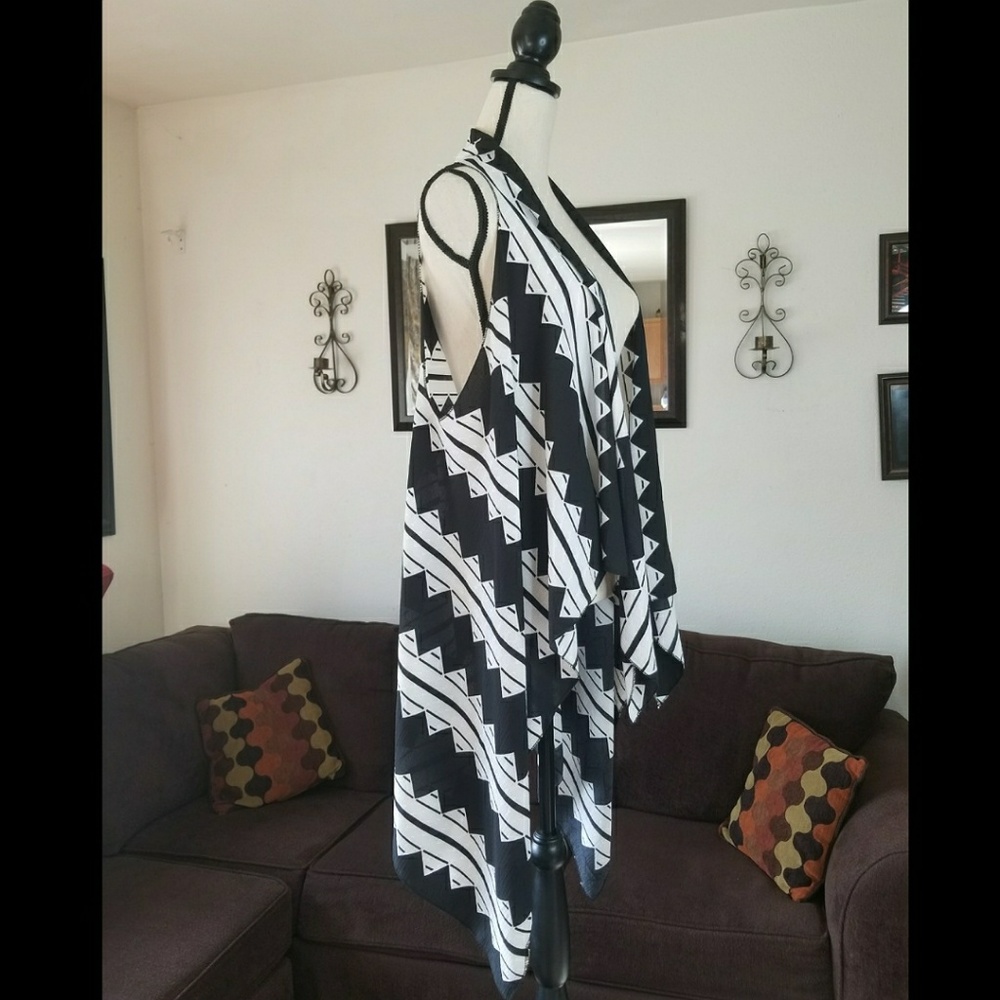 Womens Sleeveless Draped Cardigan Vest Asymmetric